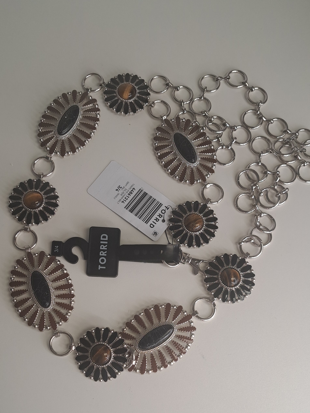 torrid Silver Tiger's Eye Chain Belt PLUS NEW